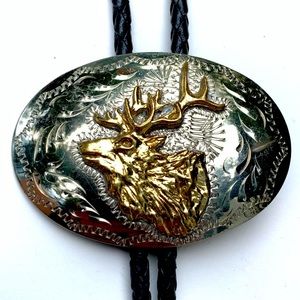 Western Style Elk Head Bolo Tie